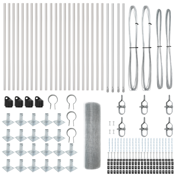 Cerca de Alambre Soldado con 13 Postes Flangados 0.4x50 m Acero Galvanizado M 4