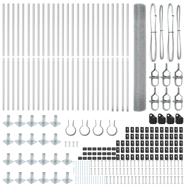 Cerca de Alambre Soldado con 13 Postes Flangelados 1.2x50 m Acero Galvanizado M 4