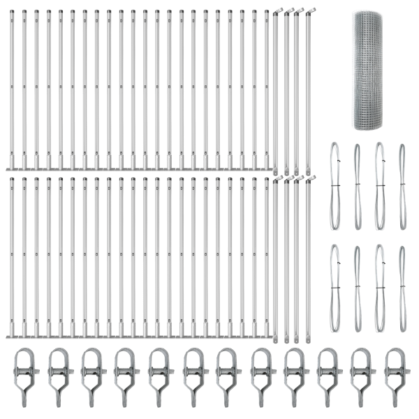 Cerca de Arame Soldado com 13 Postes Flangeados 0.5x100 m Aço Galvanizado M 2