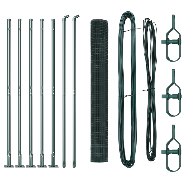 VidaXL Cerca de Alambre Soldado con 7 Postes Flanged Verde 1.2x10 m Acero M 2