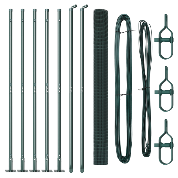 Cerca de Alambre Soldado  con 7 Postes Flangados Verde 1.6x10 m Acero M 2