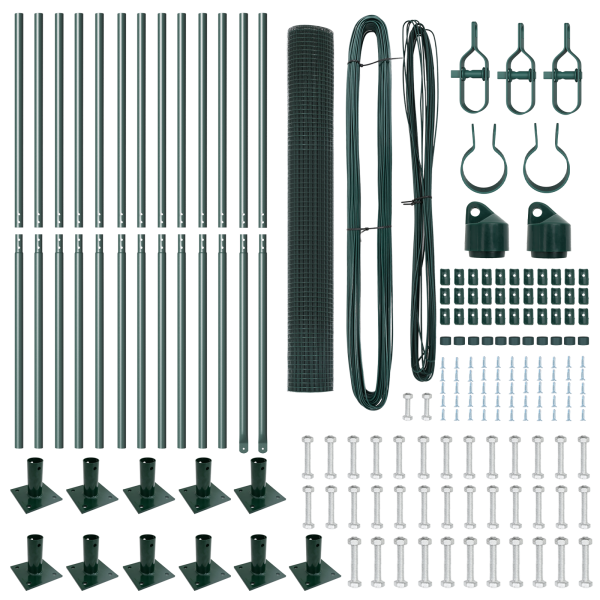 Cerca de Arame Soldado com 13 Postes Flangeados Verde 1x25 m Aço M 4