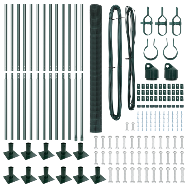 Cerca de Fio Soldado com 13 Postes Flangeados Verde 1.5x25 m Aço M 4
