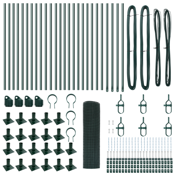 Cerca de Alambre Soldado  con 13 Postes Flangados Verde 1x50 m Acero M 4