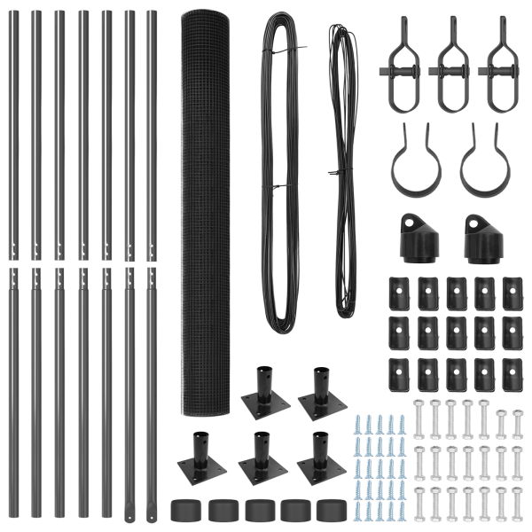 Cerca de Alambre Soldado  con 7 Postes Flangados Gris 1.4x10 m Acero M 4