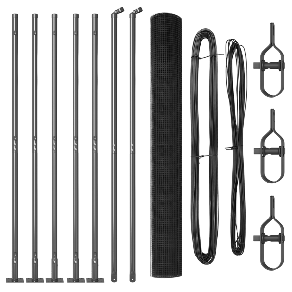 Cerco de Alambre Soldado  con 7 Postes Flanchados Gris 1.4 x 10 m Acero M 2