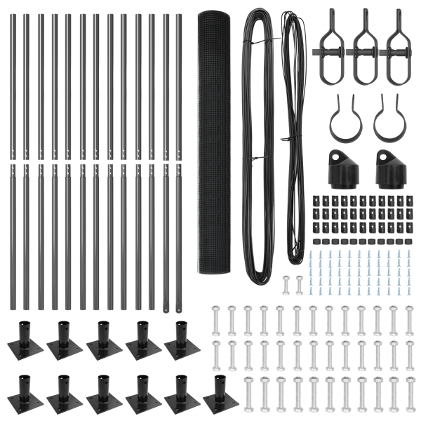 Conjunto de Poste para Cerca Conjunto de 2 Cinza Metal e PVC M 4