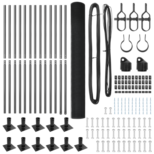 Juego de postes de cerca  Set de 2 Gris Metal 25 x 1.5 m Robusto M 4