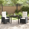 Conjunto de Jantar de Jardim com 3 Peças e Almofadas Pretas em Rattan Sintético. 4