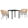 Conjunto de Jantar de Jardim  3 Peças com Almofadas Castanho Polirattan. 2
