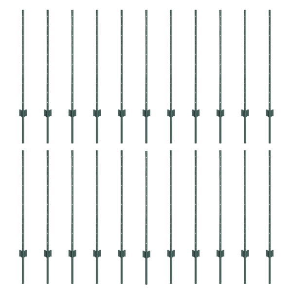 Postes de Cercas  22 pcs en U Verde 140 cm Acero M 2