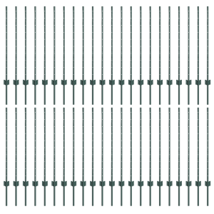 Postes de Cerca  44 pcs U-Channel Verde 140 cm Acero H
