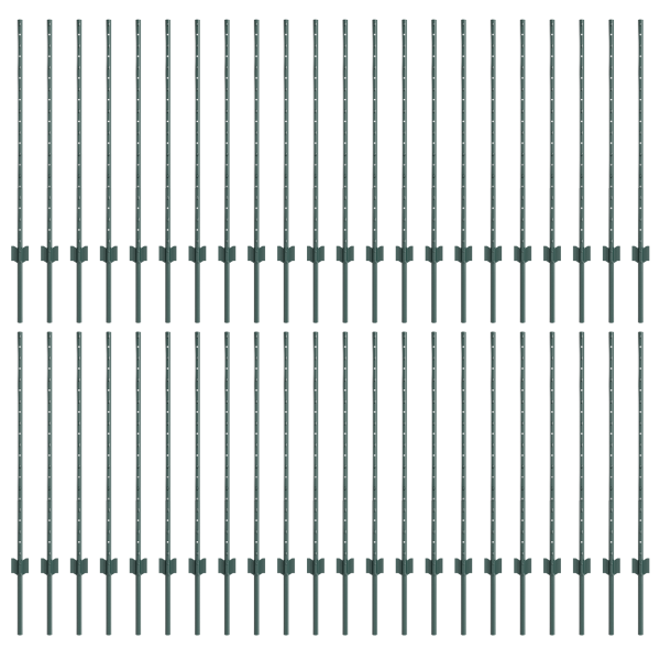 Postes de Cerca Prateados 44 pcs Verde 100 x 1 m M 2