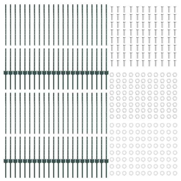 Postes de Cerca  44 pcs U-Channel Verde 140 cm Acero M 4
