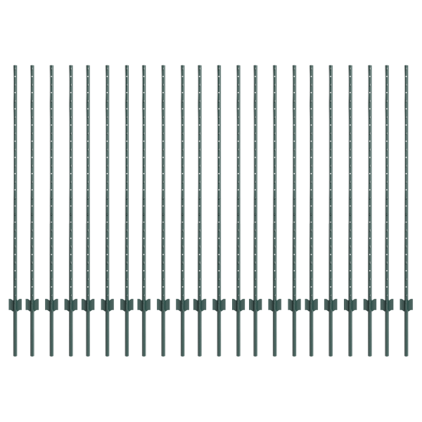 Postes de Cerca Prateados 22 pcs Verde 50 m x 1.4 m Aço M 2