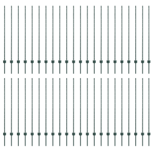 Postes de Cerca Prateados 44 pcs Verde 100 x 1.4 m Metal H