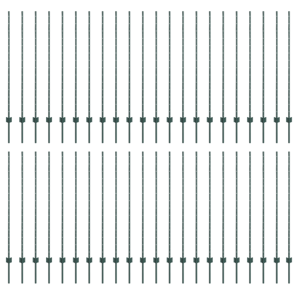 Postes de Cerca Prateados 44 pcs Verde 100 x 1.4 m Metal M 2