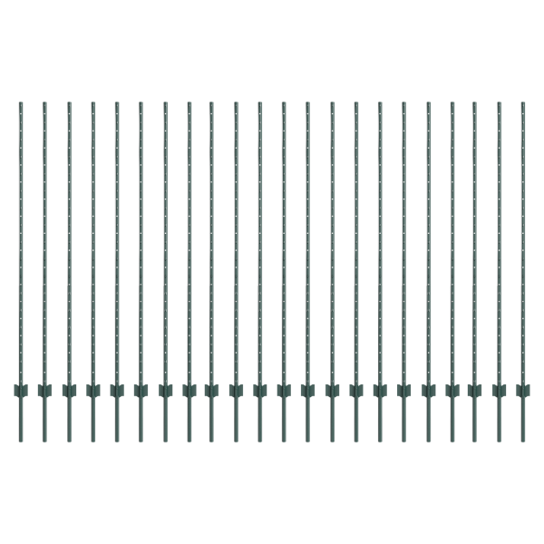 Postes de Cerca  22 pcs U-Channel Verde 200 cm Acero M 2
