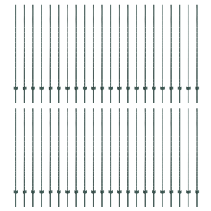 Postes de Cerca Prateados 44 pcs Verde 100 x 1.5 m Metal H