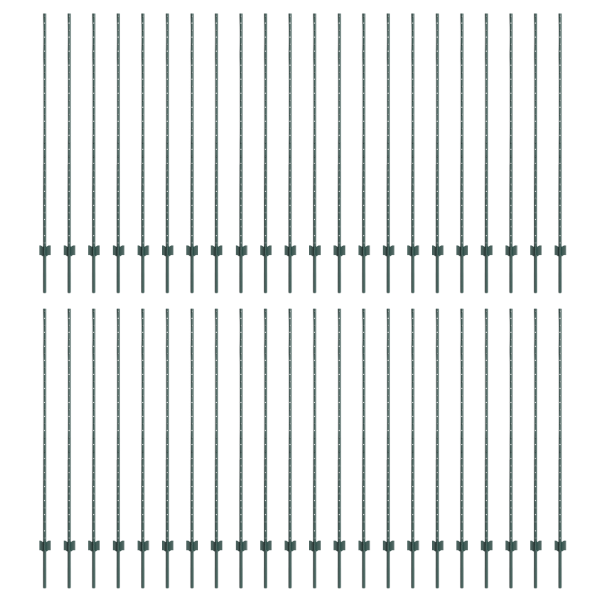 Postes de Cerca Prateados 44 pcs Verde 100 x 1.5 m Metal M 2