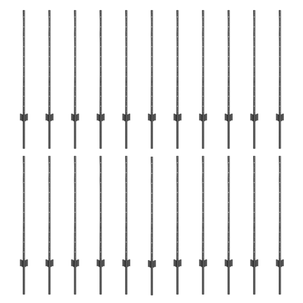 Postes de Cerca Prateados 44 pcs Cinzeto Altura de 1 m Metal M 2