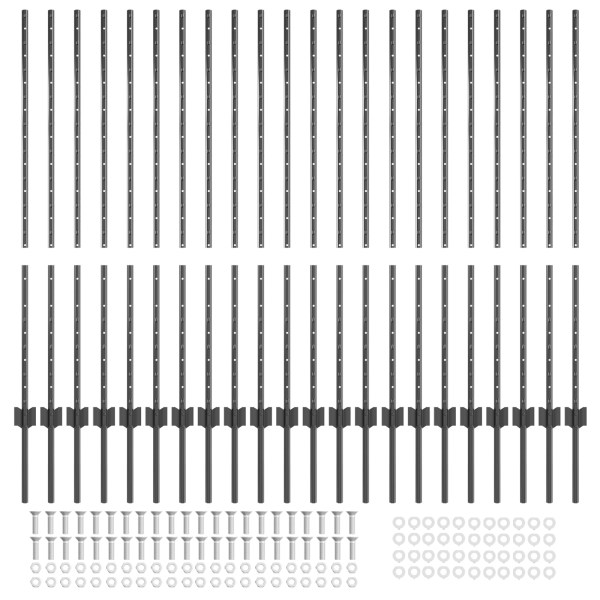 Postes de Cerca  44 pcs U-Channel Gris 160 cm Acero M 4