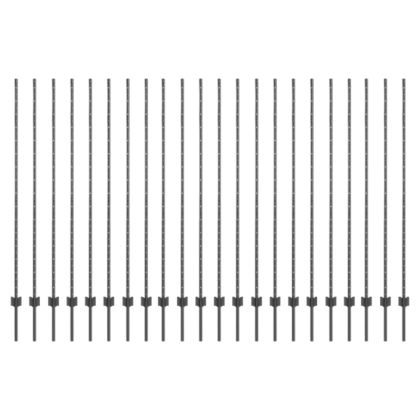 Postes de Cerca Prateados 44 pcs Cinzeto Largo Aço M 2