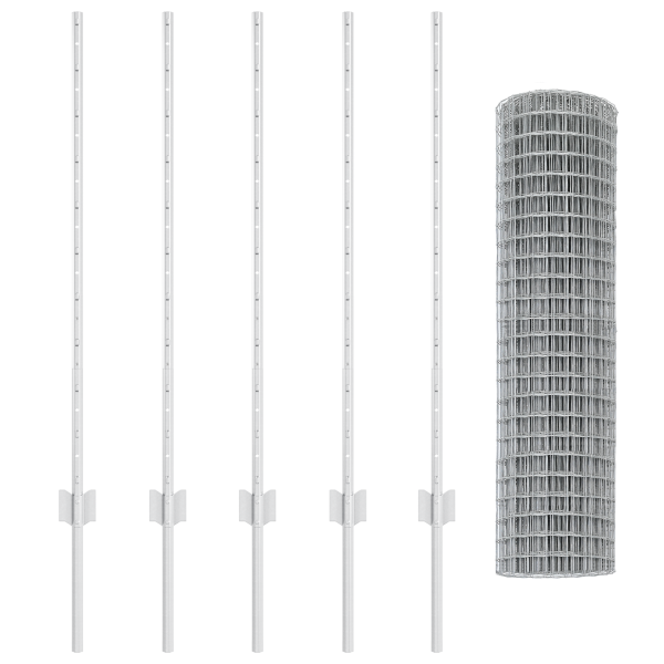 Cerca Euro  con 10 Postes U Plata 1x10 m Acero M 4