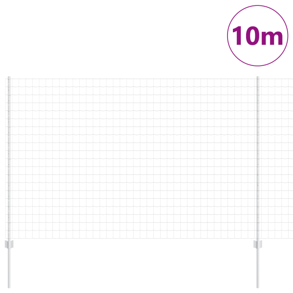 Valla Euro con 10 postes U Plata 1.5x10 m Acero M 3
