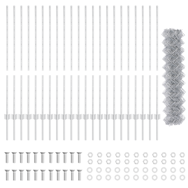 Valla de eslabones de cadena con 44 postes en plata 1.2m x 25m de acero M 4
