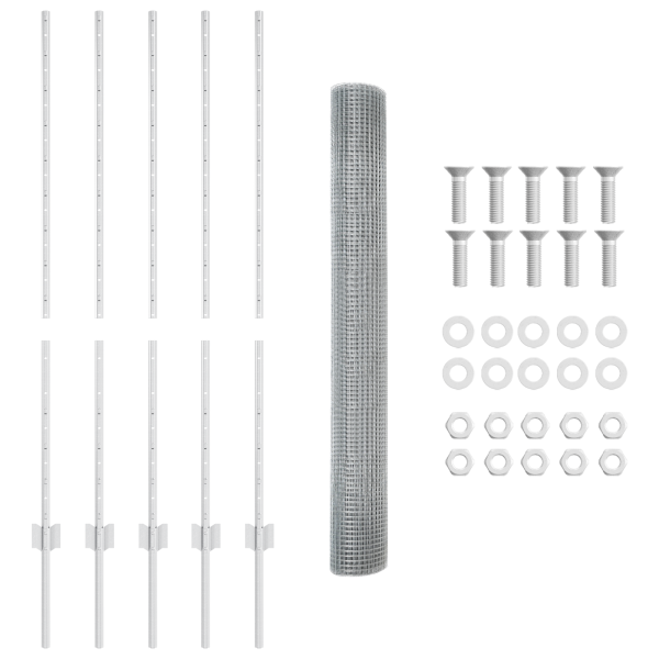 Cerca de Arame Soldado com 10 Posts Prateados 1.2x10 m Aço M 5