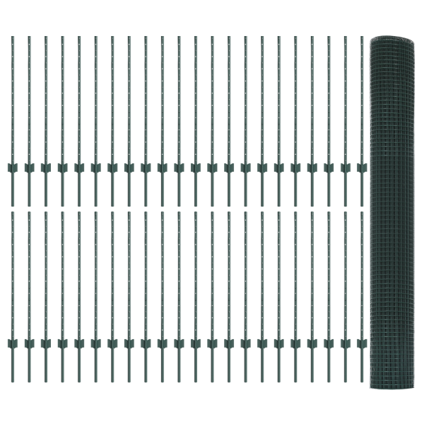 Valla Soldada  con 44 postes U Verde 1x100 m de Acero M 3