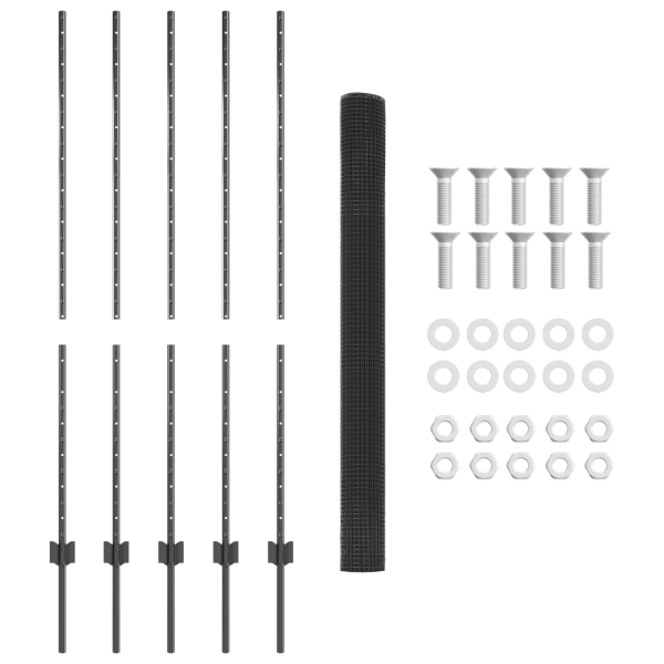 Cerca de Alambre Soldado  con 10 Postes U Gris 1.4x10 m de Acero M 5