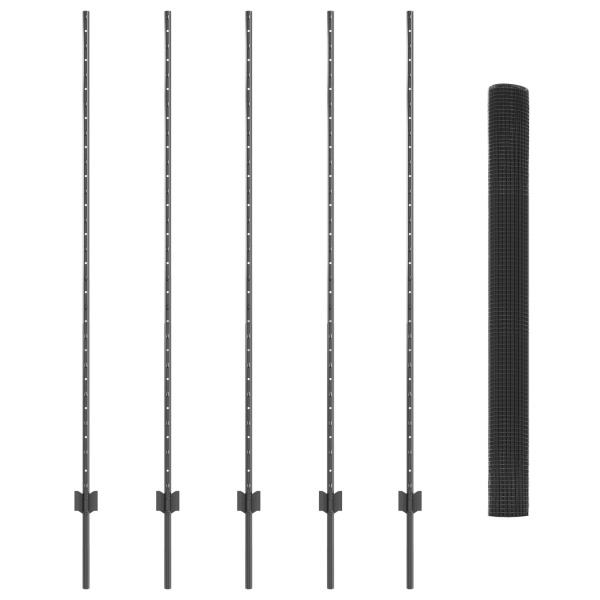 Conjunto de Cerca de Jardim 2 unidades Cinza Aço Galvanizado M 4