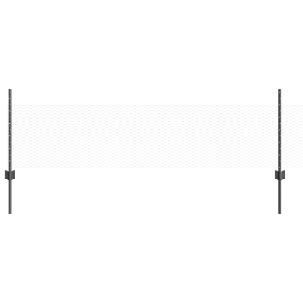 Postes para Cerca  5 pcs Canal U Gris 60 cm Acero. Cerca Hexagonal  Gris 0.5x10 m Acero M 2