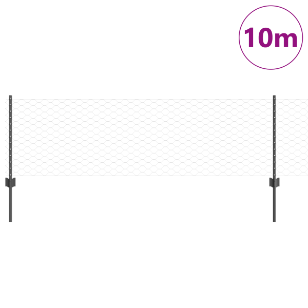Postes de Valla  5 pcs U-Channel Gris 60 cm Acero. Valla Hexagonal  Gris 0.6x10 m Acero M 3