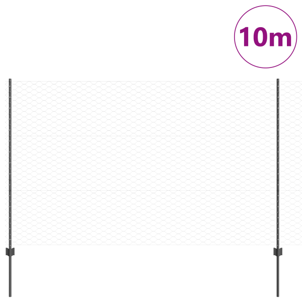 Postes de Cerca 10 pcs U-Channel Gris 150 cm Acero.  Cerca Hexagonal Gris 1.5x10 m Acero M 3