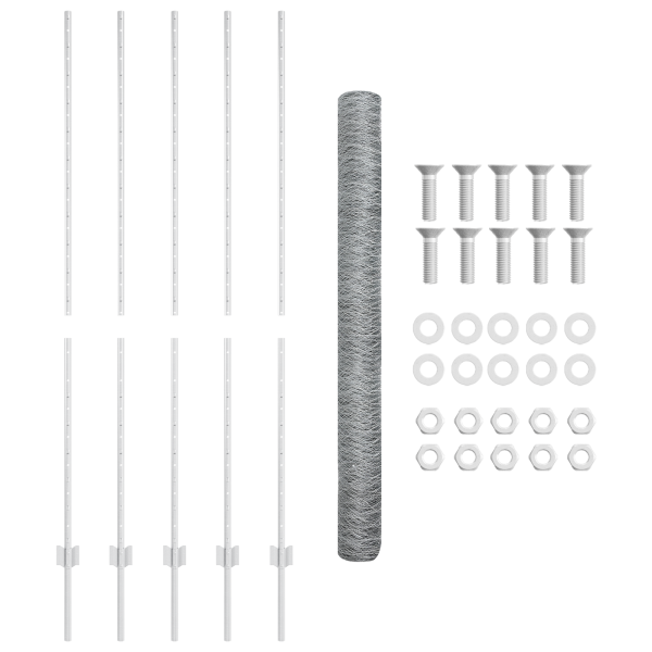 Poste de Cerca 10 pcs U-Channel 160 cm de Acero Galvanizado.  Cerca Hexagonal 1.6x10 m de Acero Galvanizado M 5
