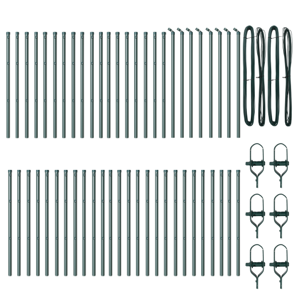 posts de cerca  52 pcs Verde Ø32 mm 100 cm Acero Galvanizado M 3