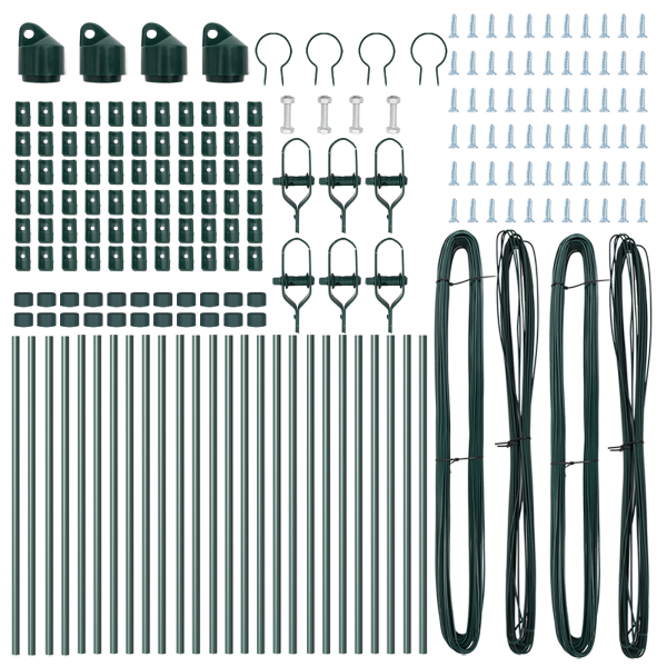 Pilares para vallas  26 pcs Verde Ø32 mm 120 cm Acero Galvanizado M 4