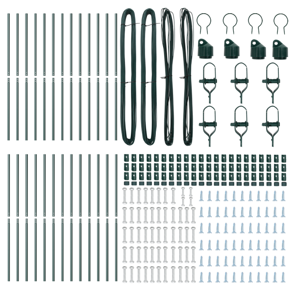 Postes de Cerca  26 pcs Verde Ø32 mm 150 cm Aço Galvanizado M 4