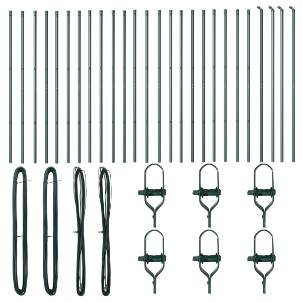 Postes de Cerca 26 pcs Verde Ø32 mm 200 cm Acero Galvanizado M 3