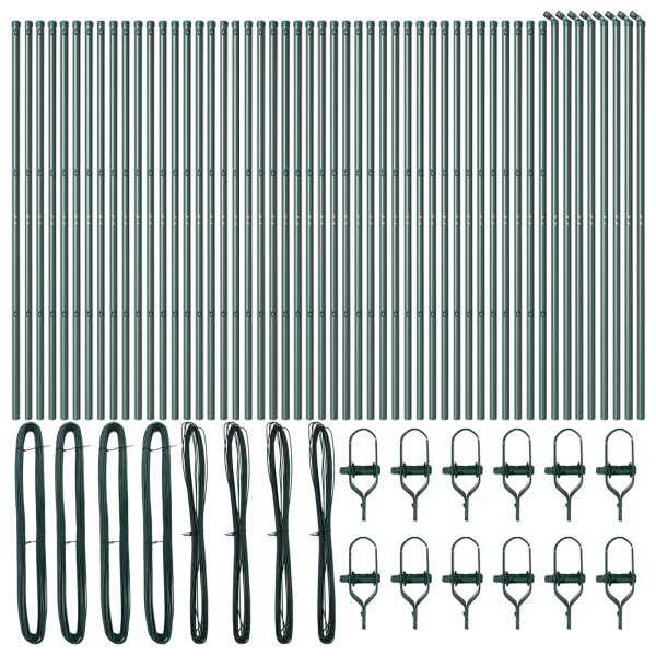 Posts de Cercas  52 pcs Verde Ø32 mm 210 cm Aço Galvanizado M 3