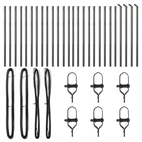 Postes de cerca  26 pcs Cinza Ø32 mm 80 cm Aço Galvanizado M 3