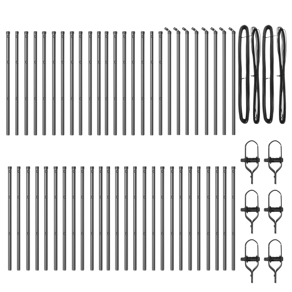 Postes de cerca  52 pcs Cinza Ø32 mm 120 cm Aço Galvanizado M 3