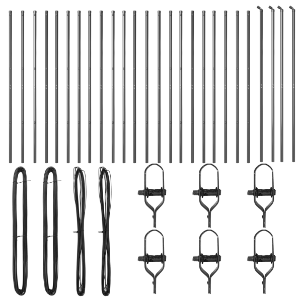 Postes de Cerca  26 pcs Gris Ø32 mm 170 cm de Acero Galvanizado M 3