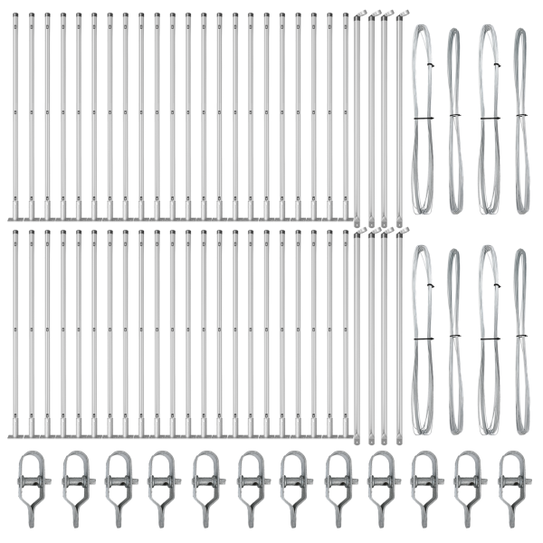 Postes de cercado  con placas base 52 pcs Ø32mm 90cm de acero galvanizado M 3