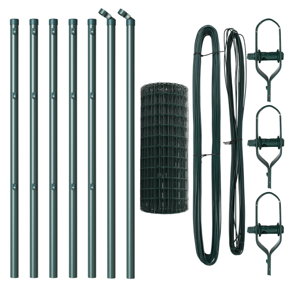 Valla Euro con 7 Postes 0.4x10 m Acero Galvanizado Verde M 4