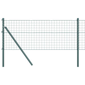 Cerca Euro con 7 Postes 0.6x10 m Acero Galvanizado Verde H