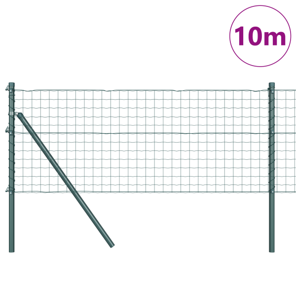 Cerca Euro con 7 Postes 0.8x10 m de acero galvanizado verde M 3